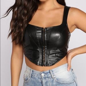 Windsor Hook Up Faux Leather Corset Top